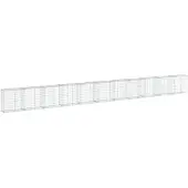 vidaXL Gabion met deksel, 1100x50x100 cm, verzinkt staal