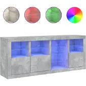 vidaXL Dressoir met LED-verlichting, betonkleur, 164x37x67 cm