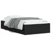 vidaXL Bedframe met lades, zwart, 100x200 cm, houtvezel