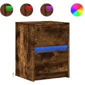 vidaXL nachtkastje met LED-verlichting bewerkt hout gerookt eikenkleur