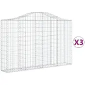 vidaXL Schanskorven 3 st gewelfd 200x30x120/140 cm ijzer