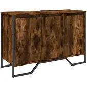 vidaXL Wastafelonderkast, gerookt eikenfineer, 91x35x60 cm, houtvezelplaat