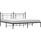 vidaXL Bedframe met hoofdbord metaal zwart 193x203 cm