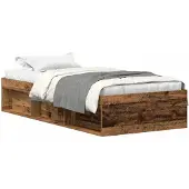 vidaXL Bedframe zonder matras bewerkt 90x200 cm bewerkt hout oud