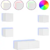 vidaXL 5-delige tv-wandmeubelset met LED-verlichting wit