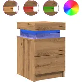 vidaXL Nachtkastjes 2 st met LED 35x39x55 cm hout artisanaal eiken