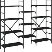 vidaXL Boekenkast 160x28,5x136,5 cm bewerkt hout zwart