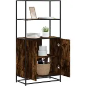 vidaXL Hoge kast 68x35x139cm bewerkt hout en metaal gerookt eikenkleur