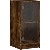 vidaXL Bijzetkast met glazen deuren 35x37x75,5 cm gerookt eikenkleurig
