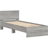 vidaXL Bedframe met hoofdbord bewerkt hout grijs sonoma 75x190 cm