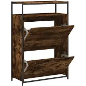 vidaXL Schoenenkast 75x34x112 cm bewerkt hout gerookt eikenkleurig