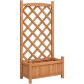 vidaXL Plantenbak met latwerk 55x29,5x110 cm massief vurenhout bruin