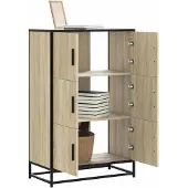 vidaXL Hoge kast Sonoma-eikenhout, 68x35x106,5 cm, houtvezel, metaal
