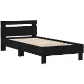 vidaXL Bedframe met hoofdeinde, zwart, 75x190 cm, houtvezel