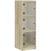 vidaXL Hoge kast met glazen deuren, Sonoma-eikenhout, 35x37x109 cm