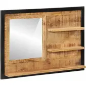 vidaXL Spiegel met schappen 80x8x55 cm glas en massief mangohout