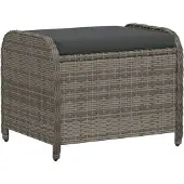 vidaXL Tuinkruk met kussen 58x46x46 cm poly rattan grijs