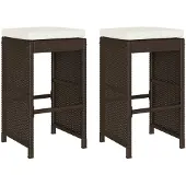 vidaXL Tuinstoelen met kussens, 2 stuks, bruin, polyrotan