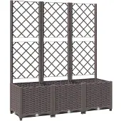 vidaXL Plantenbak met trellis bruin 120x40x136 cm PP
