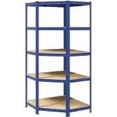 vidaXL Hoekrek 5-laags staal en bewerkt hout blauw