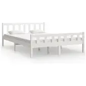 vidaXL Bedframe massief hout wit 150x200 cm