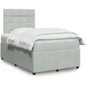 vidaXL Boxspring met matras fluweel lichtgrijs 120x200 cm