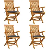 vidaXL Klapstoelen met antraciet kussens, 4 stuks. Massief teakhout