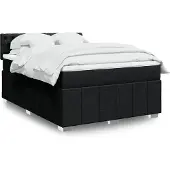 vidaXL Boxspring met matras stof zwart 140x190 cm