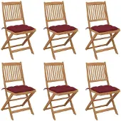 vidaXL Inklapbare stoelen 6 st met kussens massief acaciahout