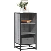vidaXL Dressoir 35,5x35x76 cm bewerkt hout en metaal grijs sonoma