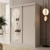 Meubella - Kledingkast Ulysses - Beige - 150 cm - Met spiegel