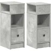 vidaXL Nachtkastjes 2 st met lade 25x31x66 cm betongrijs