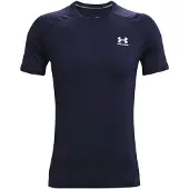 Under Armour UA HG Armour Fitted SS-BLU Heren Sportshirt - Midnight Navy - Wit