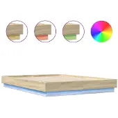 vidaXL Bedframe met LED-verlichting sonoma eikenkleurig 150x200 cm