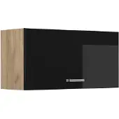 Vicco Hangkast R-Line, Zwart hoogglans/Goudkleurig Eiken, 80 cm Plat