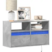 vidaXL Tv-wandmeubel met LED-verlichting 80x31x45 cm betongrijs