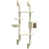 vidaXL Kattenmeubel wandgemonteerd met krabpaal 180 cm crèmekleurig