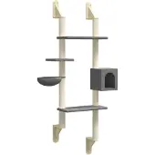 vidaXL Kattenmeubel wandgemonteerd met krabpaal 180 cm donkergrijs