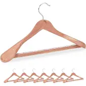 Relaxdays houten kledinghangers - set van 8 - brede schouders - pakken & blazers - hout - natuur