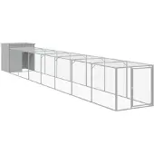 vidaXL Kippenhok met ren 110x813x110 cm staal lichtgrijs