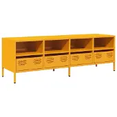 vidaXL Tv-meubel 135x39x43,5 cm koudgewalst staal mosterdgeel
