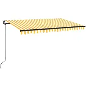 vidaXL Luifel handmatig uittrekbaar met LED 450x350 cm geel en wit