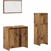 vidaXL 3-delige Badkamermeubelset bewerkt hout oud houtkleurig