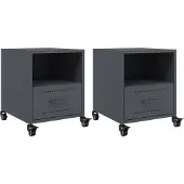 vidaXL Nachtkastjes 2 st 36x39x43,5 cm staal antracietkleurig
