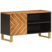 vidaXL Tv-meubel 80x31,5x46 cm massief mangohout bruin en zwart