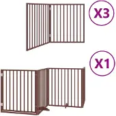 vidaXL Hondenhek inklapbaar 10 panelen 800 cm populierenhout bruin