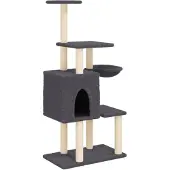 vidaXL Kattenmeubel met sisal krabpalen 131 cm donkergrijs