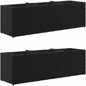 vidaXL Plantenbakken met 3 potten 2 st 105x30x32 cm poly rattan zwart