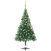 vidaXL Kunstkerstboom met verlichting en kerstballen 910 takken 210 cm