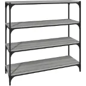 vidaXL Boekenkast 100x33x100 cm hout en staal grijs sonoma eikenkleur
